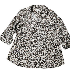 Coral Bay Womens Blouse Multi-Color Size Large Cotton Blend 3/4 Sleeve Stretch